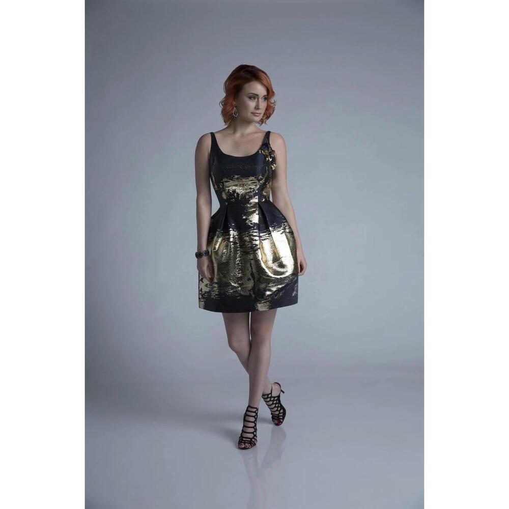 NEW LAST DRESS aurora luxe dress in black-gold